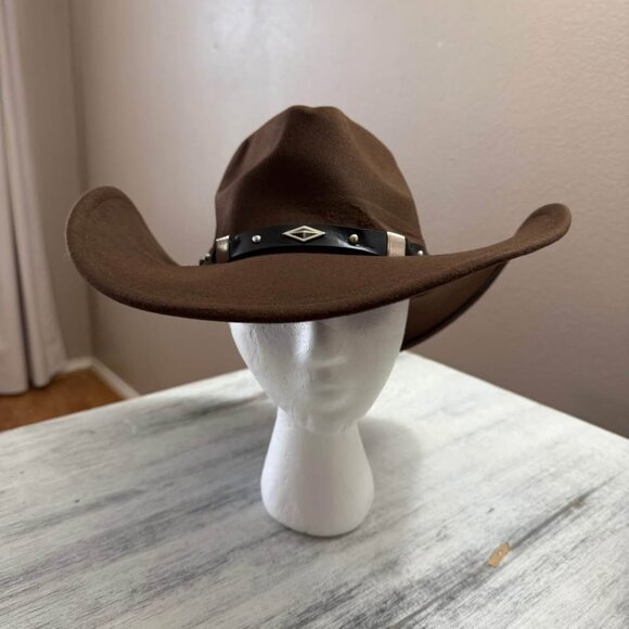 Brown Cowboy Hat with Band - Picture 2 of 7